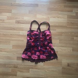 Free People Bustier Peplum Floral Tank